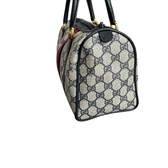 Gucci vintage blue canvas and leather Boston bag BEAUTIFUL